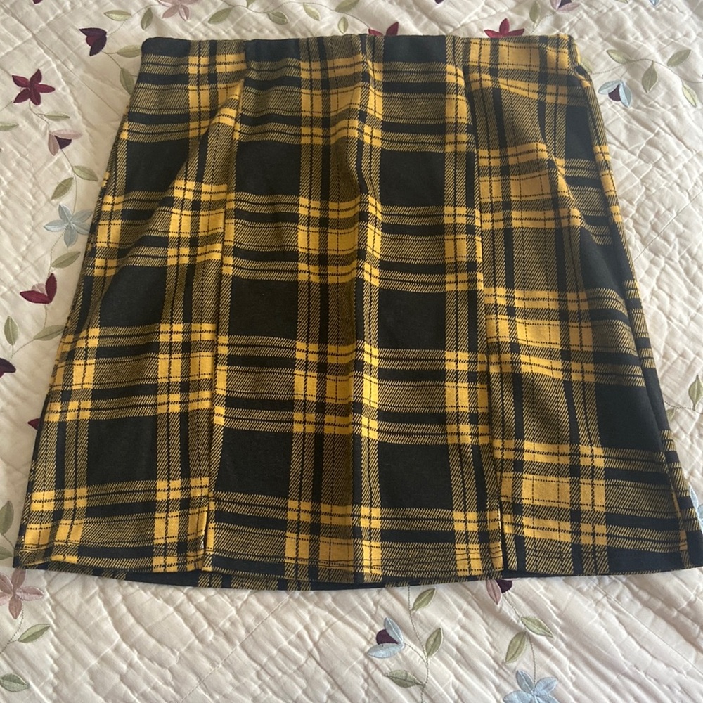 Yellow plaid skirt
